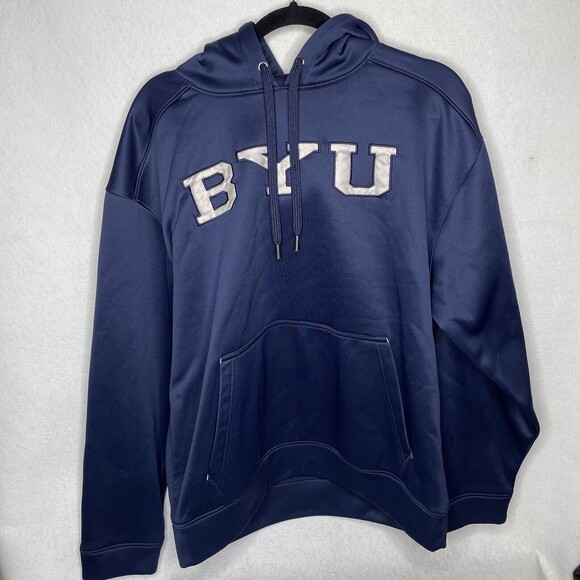 Men's  Navy BYU Cougars Team Pullover Hoodie No Tags Chest Size 46 Blue - Picture 1 of 8